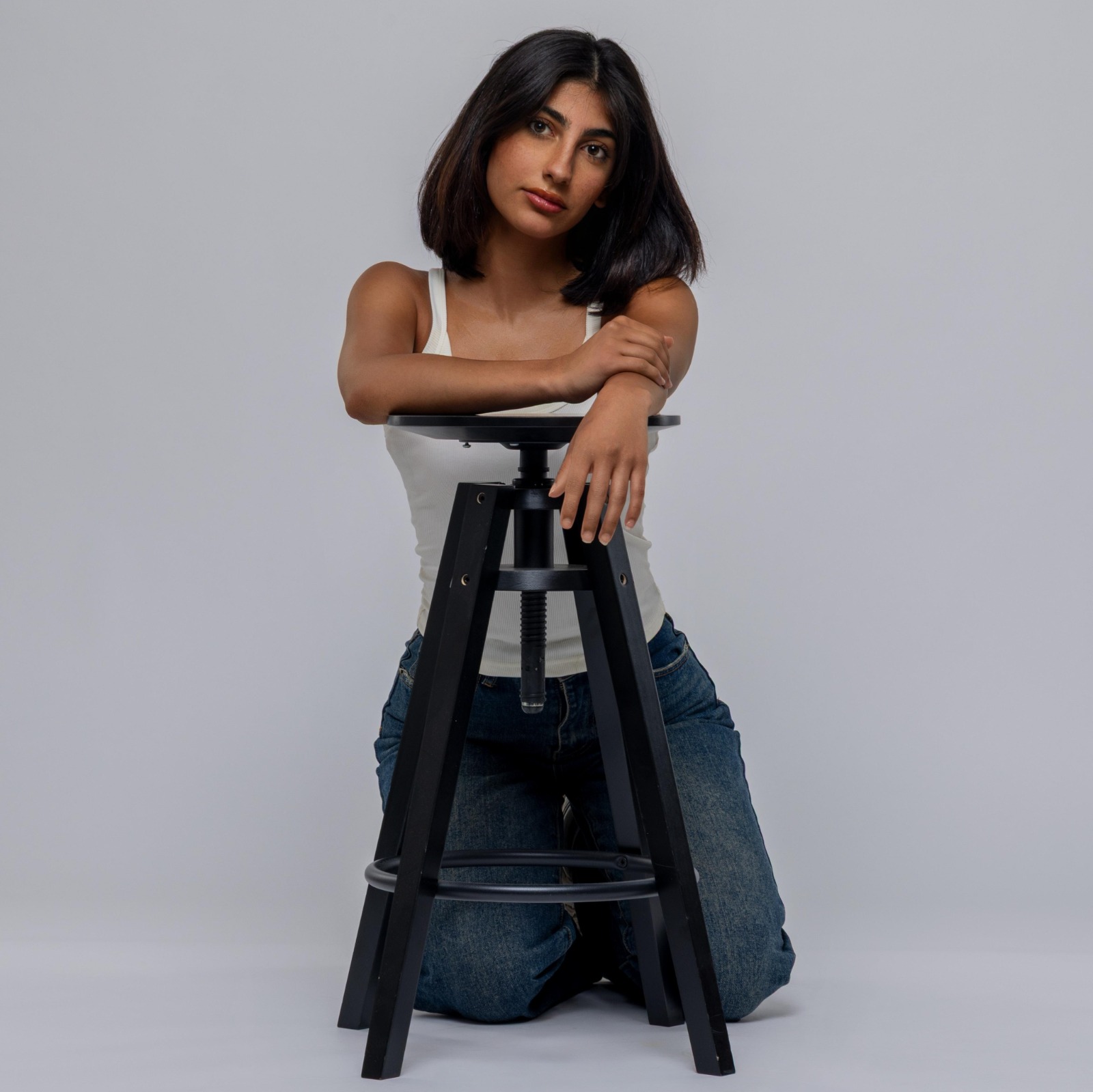 Close-up studio shot of Kuwaiti female model
