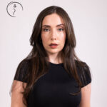 Female model with serious expression.