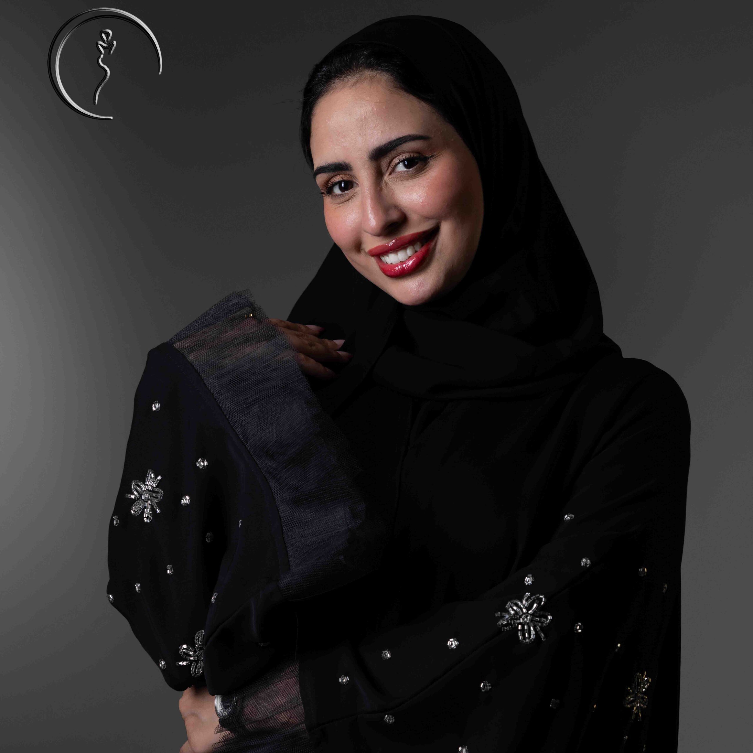 Studio shot of hijabi model in graceful, modest clothing