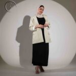 Studio shot of hijabi model in graceful, modest clothing